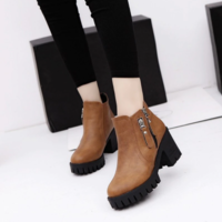 Trendy Ankle Boots Side Double Zip Creeper  - Thumbnail 3