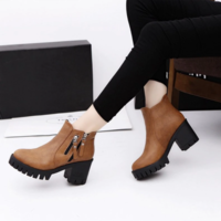 Trendy Ankle Boots Side Double Zip Creeper  - Thumbnail 2