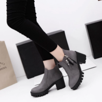 Trendy Ankle Boots Side Double Zip Creeper  - Thumbnail 7