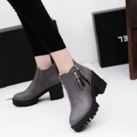 Trendy Ankle Boots Side Double Zip Creeper  - Thumbnail 8