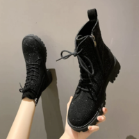  Punk Gothic Style Lace Up Platform Ankle Boots - Thumbnail 2