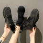  Punk Gothic Style Lace Up Platform Ankle Boots-4