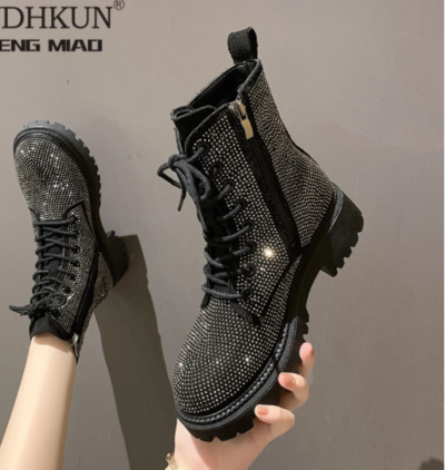  Punk Gothic Style Lace Up Platform Ankle Boots