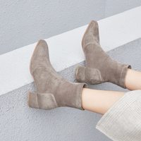 Women Elastic Fabric Flock Boots Suede - Thumbnail 1