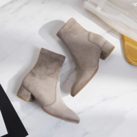 Women Elastic Fabric Flock Boots Suede - Thumbnail 2