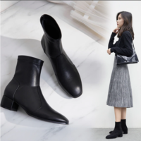 Women Elastic Fabric Flock Boots Suede - Thumbnail 6