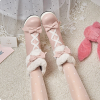  Japanese Cute Boots Thick-Heeled Lamb  - Thumbnail 3