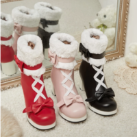  Japanese Cute Boots Thick-Heeled Lamb  - Thumbnail 4