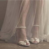 Fashion Wedding Shoes Women New Pearls  - Thumbnail 1