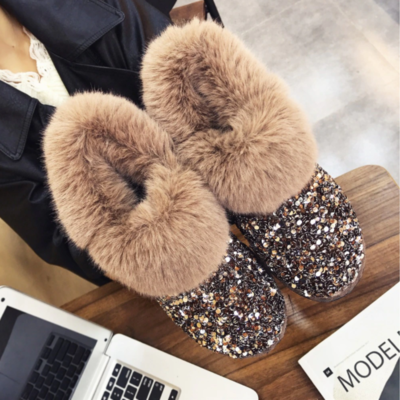 Lady snow boots shiny brand fashion