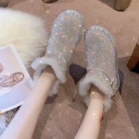 Diamond Sequined Silver Snow Women Boots - Thumbnail 3