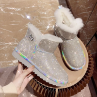 Diamond Sequined Silver Snow Women Boots - Thumbnail 2