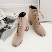 Solid Lace-up Back Zipper European  - Thumbnail 1