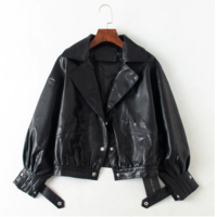 Single Breasted Short Motorcycle Punk Coat - Thumbnail 6