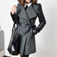 Autumn Winter Women Leather Zipper Coat - Thumbnail 1