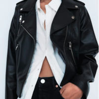  Zipper Coat Turn-down Motor Biker Jacket  - Thumbnail 2