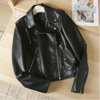  Zipper Coat Turn-down Motor Biker Jacket  - Thumbnail 4