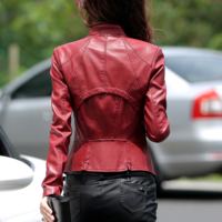 Oversized Leather Jacket Women Ladies Biker - Thumbnail 2