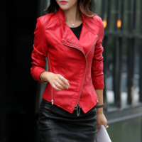 Oversized Leather Jacket Women Ladies Biker - Thumbnail 5