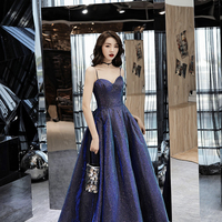 Simple satin long prom dress A line evening gown - Thumbnail 3