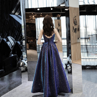 Simple satin long prom dress A line evening gown - Thumbnail 4