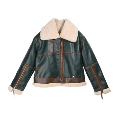  spliced large lapel women's thickened 