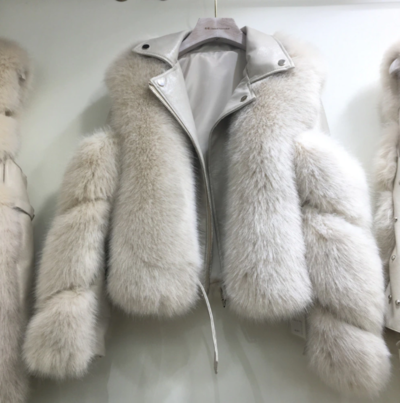 Turn-Down Collar Full Sleeves Faux Fur Coat