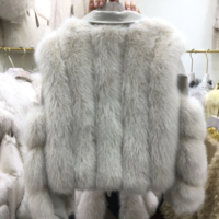 Turn-Down Collar Full Sleeves Faux Fur Coat - Thumbnail 3