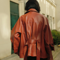 Spring Black Regular Oversized Faux Leather - Thumbnail 3