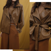 Spring Black Regular Oversized Faux Leather - Thumbnail 5