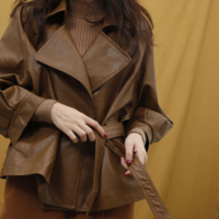 Spring Black Regular Oversized Faux Leather - Thumbnail 6