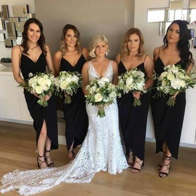 Spaghetti straps black bridesmaid dresses under 100 - Thumbnail 2