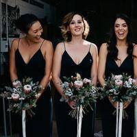 Spaghetti Straps Black Bridesmaid Dresses Under 100 - Thumbnail 1