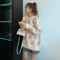 Women Strawberry Embroidery Oversized - Thumbnail 2