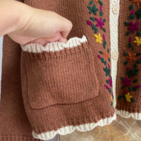  Retro Embroidered Sweater Coat Round Neck - Thumbnail 4