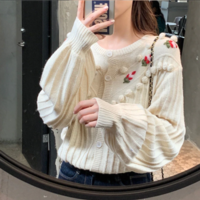 Cute Embroidered Flower Cardigan Sweater  - Thumbnail 6