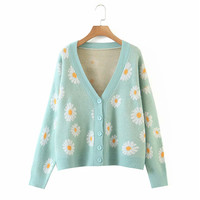 Women V Neck Loose Sweater Cardigan Autumn - Thumbnail 4
