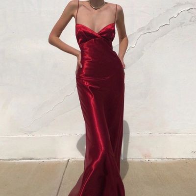 Sexy sheath spaghetti straps red long prom/evening dress with backless,651 - Thumbnail 2