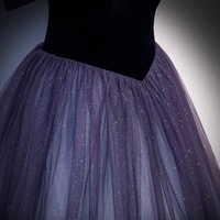Purple tulle long prom dress A line evening gown - Thumbnail 2