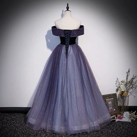 Purple tulle long prom dress A line evening gown - Thumbnail 5