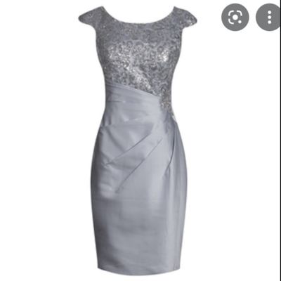 Knee length cap sleeves mother of the bride dresses - Thumbnail 3