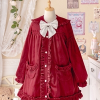 Winter Autumn Soft Cute Sweet Lace White & Scarlet Red Coat - Thumbnail 7