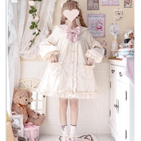 Winter Autumn Soft Cute Sweet Lace White & Scarlet Red Coat - Thumbnail 8