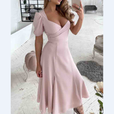 Fashion short sleeve split dress