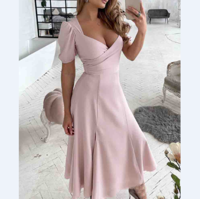 Fashion Short Sleeve Split Dress