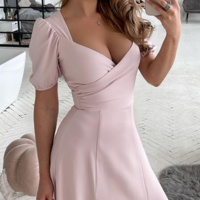 Fashion Short Sleeve Split Dress - Thumbnail 2