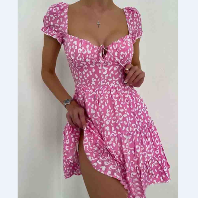 Pink short sleeve mini dress