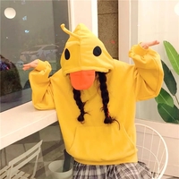 Cute 3D Yellow Duck Hoodie Long Sleeve Pullover Casual Aesthetic Casual E-Girl Kawaii Korean Japanese Harajuku - Thumbnail 1