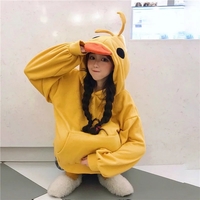 Cute 3D Yellow Duck Hoodie Long Sleeve Pullover Casual Aesthetic Casual E-Girl Kawaii Korean Japanese Harajuku - Thumbnail 5