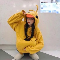 Cute 3D Yellow Duck Hoodie Long Sleeve Pullover Casual Aesthetic Casual E-Girl Kawaii Korean Japanese Harajuku - Thumbnail 7